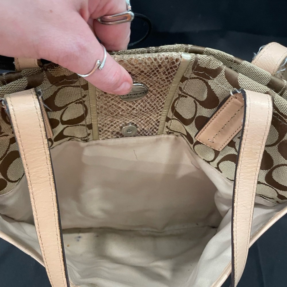 Coach Tan Signature Tote with Leather Accents - Picture 14 of 14